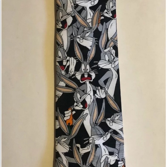 LOONEY TUNES Mania Bugs Bunny Black Silk Necktie